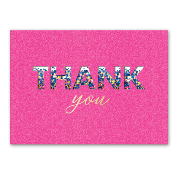 Pink-themed greeting card with a cocktail shaker design, great for expressing gratitude.