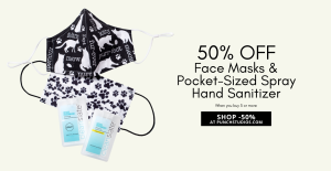 50% off face masks and hand sanitizer