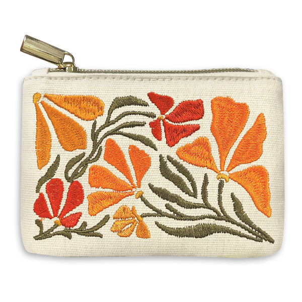 Poppy-themed coin pouch, great for stylish and functional storage.