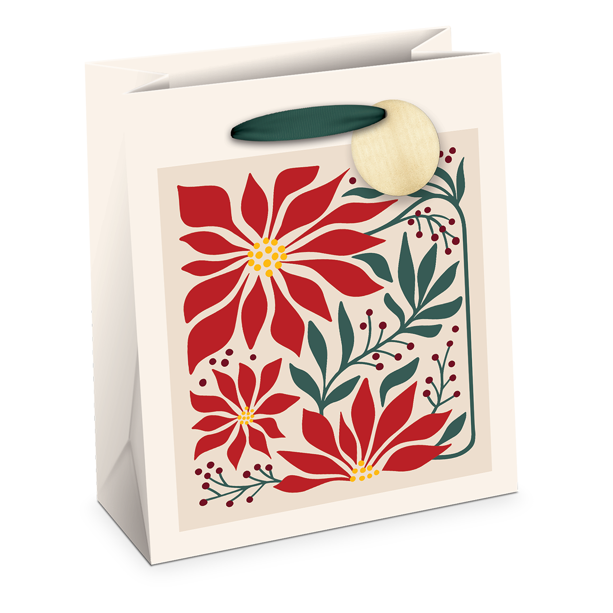 Winter Market Poinsettia Medium Gift Bag Product
