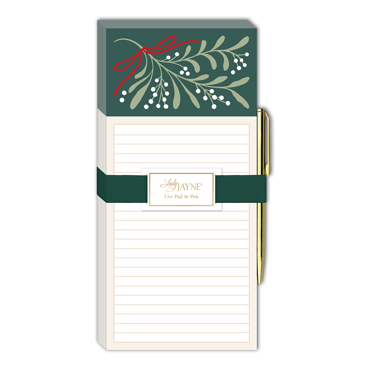 Winter Market Green Mistletoe Magnetic List Pad Product
