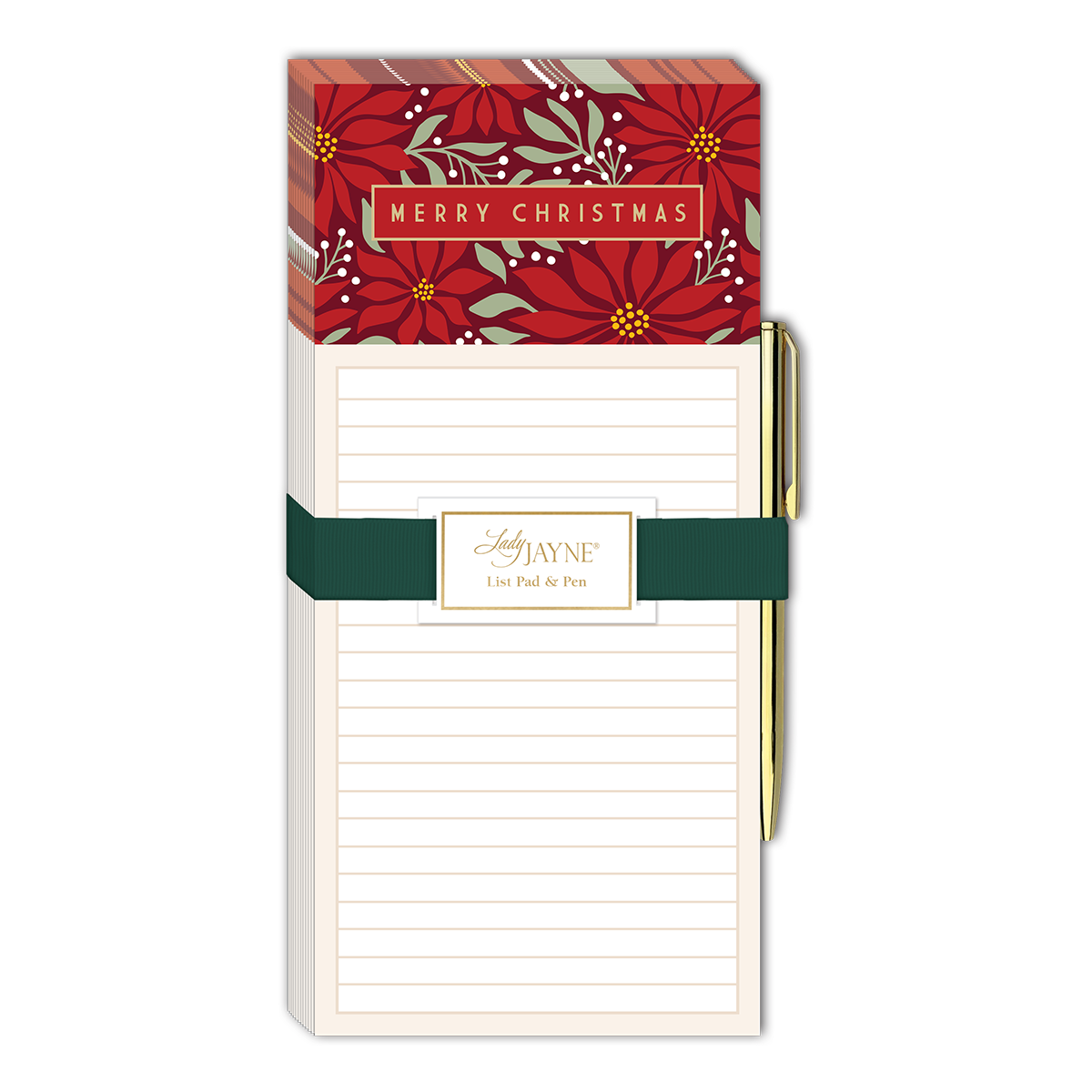 Red Poinsettia Magnetic List Pad Product