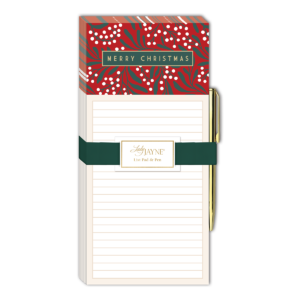 Berries-themed magnetic list pad, ideal for holiday task management.