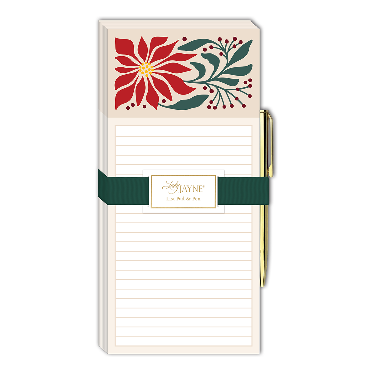 Ivory Poinsettia Magnetic List Pad Product
