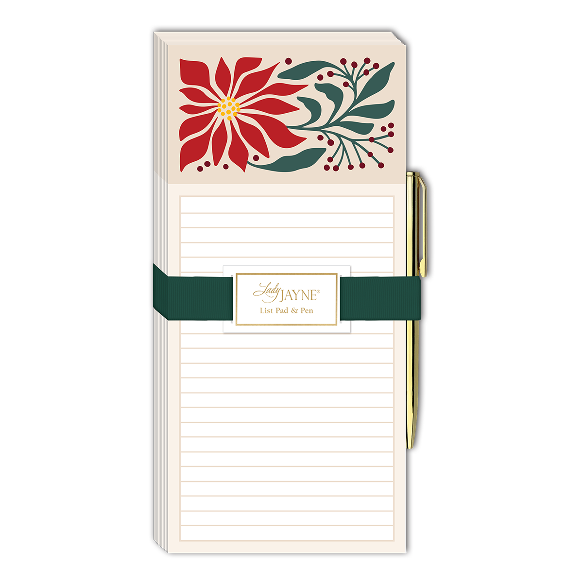 Winter Market Ivory Poinsettia Magnetic List Pad Product