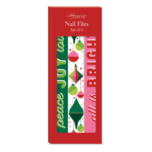 Ornament-themed nail file set, great for holiday pampering.