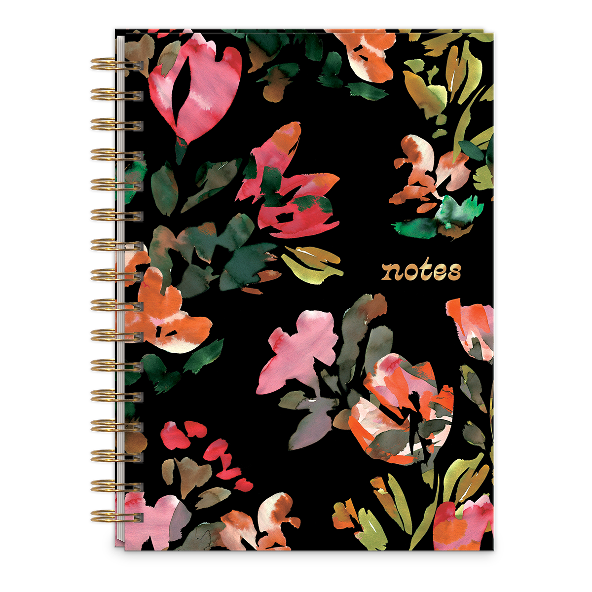 Hazy Florals Black Spiral Journal Product