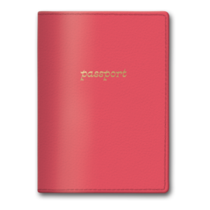 Coral solid passport cover with hazy floral accents, great for traveling in style.