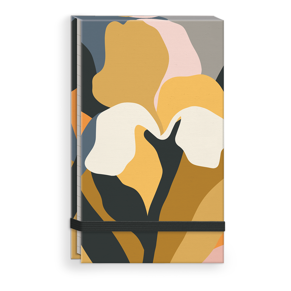Iris-themed fabric notepad, ideal for capturing thoughts and plans.