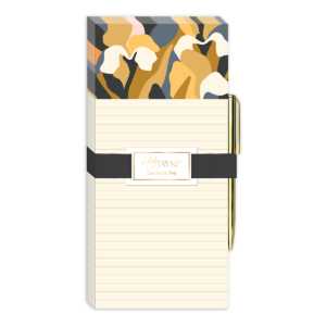 Iris-themed magnetic list pad, perfect for keeping notes organized.