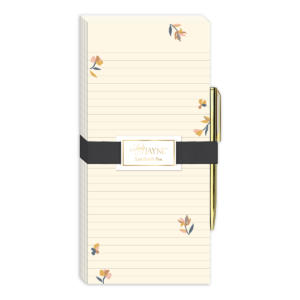 Cream magnetic list pad with ditsy designs, ideal for jotting down tasks.