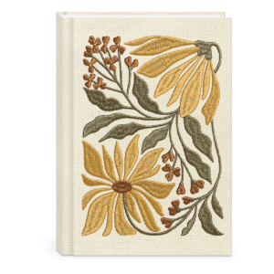 Sunflower-themed fabric journal, perfect for jotting down ideas and dreams.