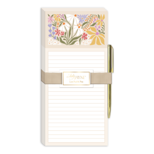 Wildflower-themed magnetic list pad, great for task management.