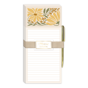 Sunflower-themed magnetic list pad, ideal for jotting down reminders.