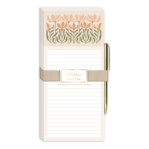Lily-themed magnetic list pad, great for organizing tasks.