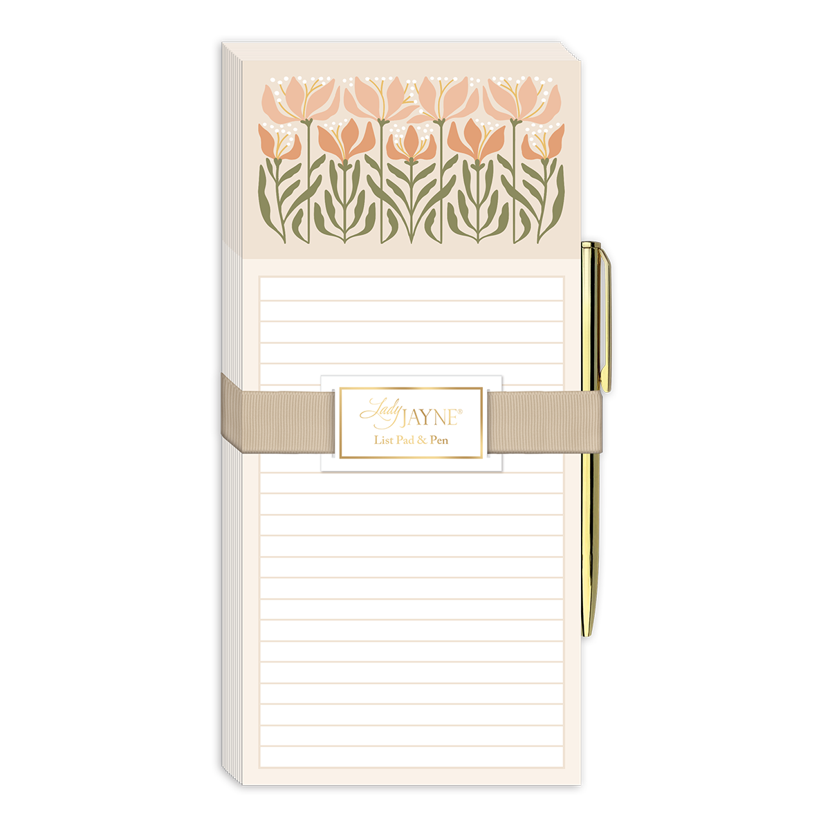 Lily-themed magnetic list pad, great for organizing tasks.
