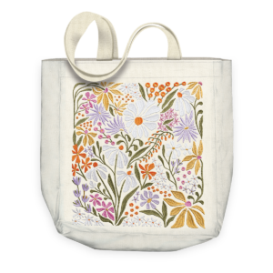 Wildflower-themed canvas tote, ideal for carrying essentials in style.
