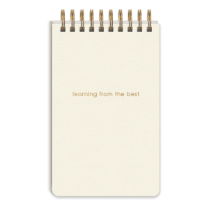 "Learning" spiral notepad, perfect for educational notes.