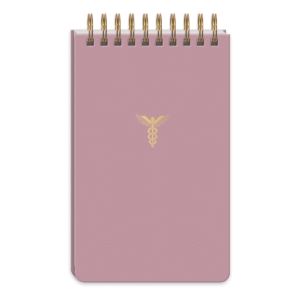 Caduceus-themed spiral notepad, ideal for healthcare notes.