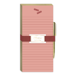Bandages-themed magnetic list pad, ideal for medical task management.
