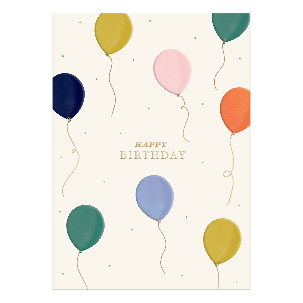 Multi-colored balloon birthday card, perfect for festive celebrations.