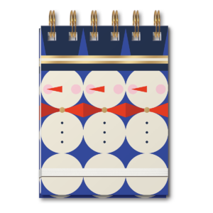 Snowman-themed spiral notepad, ideal for jotting down festive reminders.