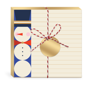 Snowman-themed square notepad, great for festive reminders.