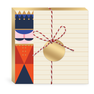 Nutcracker-themed square notepad, ideal for jotting down festive ideas.