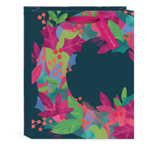 Wreath-themed large gift bag, ideal for festive celebrations.