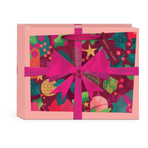 Present-themed medium gift bag, perfect for holiday gifting.