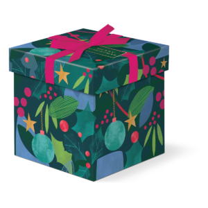 Green trinket gift box, ideal for holiday storage.