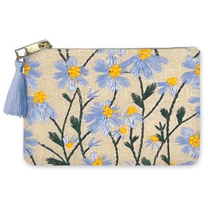 Periwinkle-themed coin pouch, great for stylish storage.