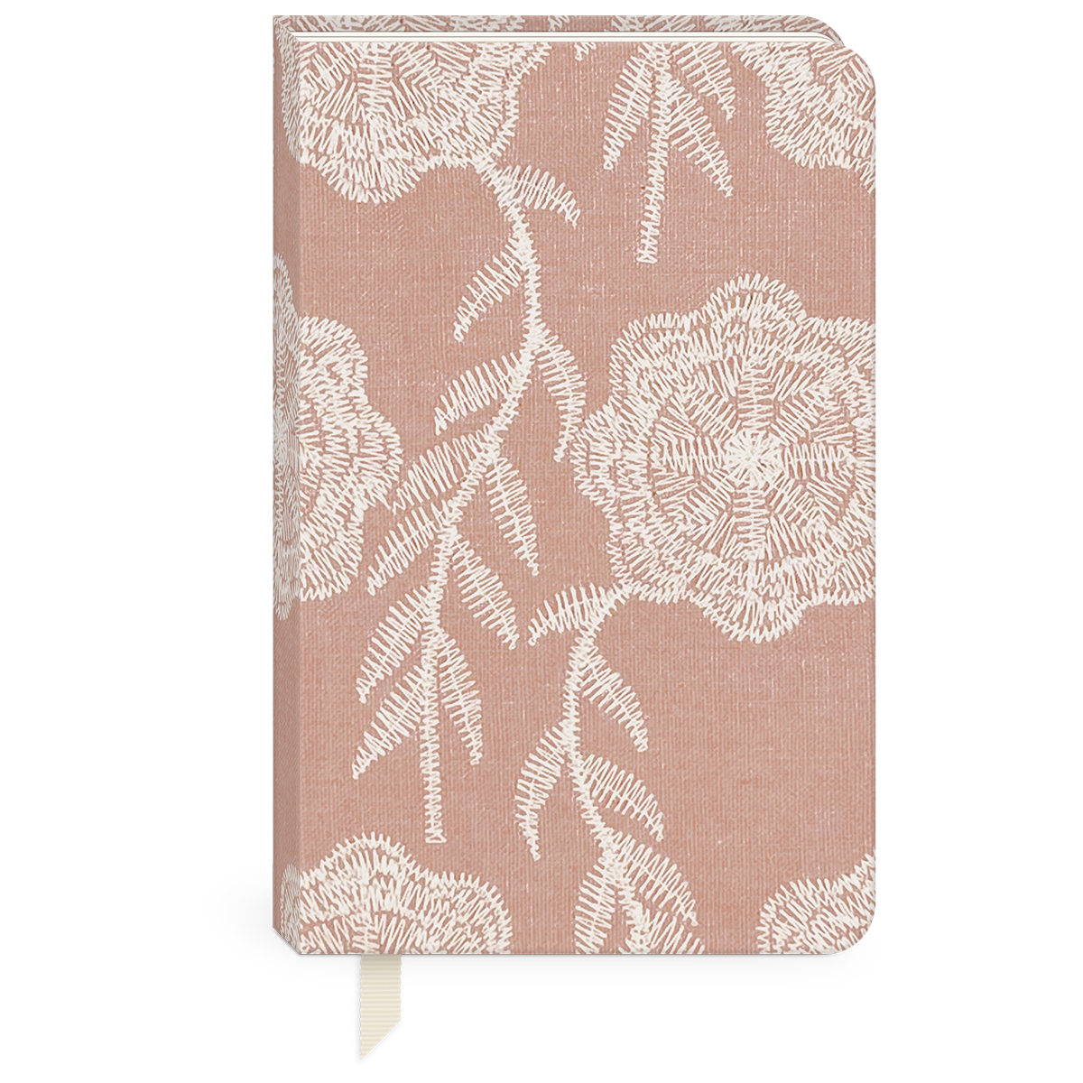 Peony-themed fabric journal, great for creative note-taking.