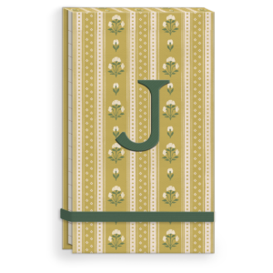 J-themed fabric notepad, ideal for organized note-taking.