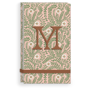 M-themed fabric notepad, great for creative notes.