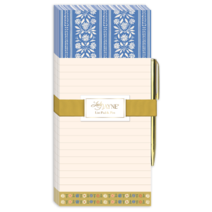 Blue stripe magnetic list pad, perfect for keeping tasks organized.
