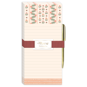 Coral stripe magnetic list pad, ideal for jotting down reminders.