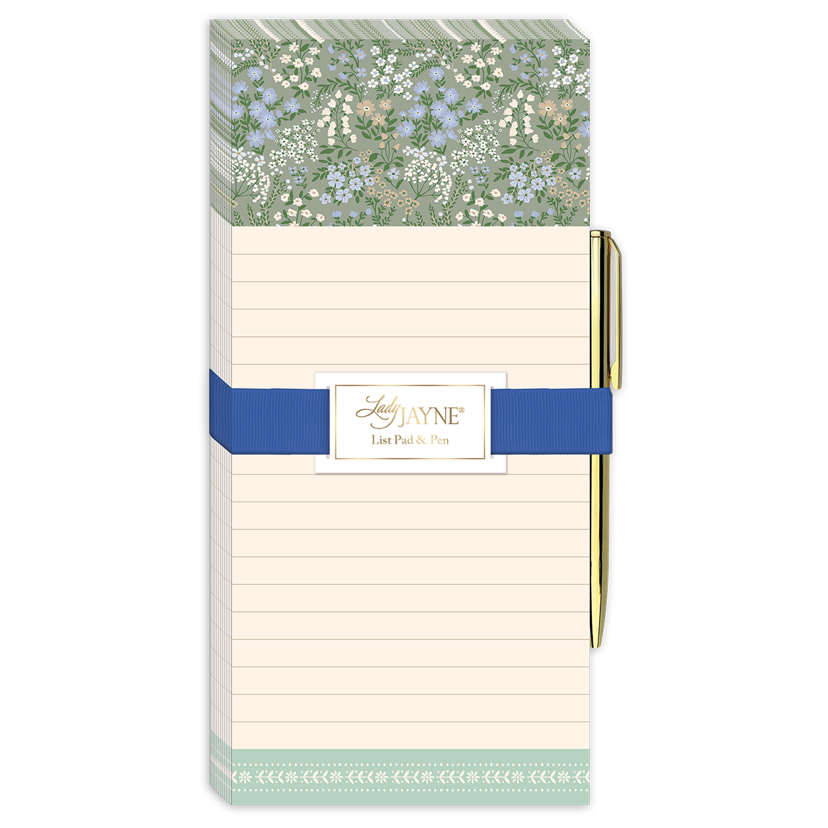 Sage ditsy magnetic list pad, great for organizing tasks.