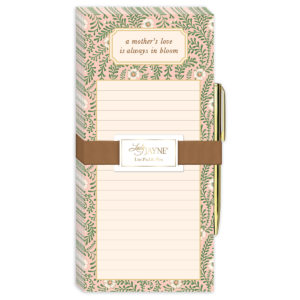 Pink floral magnetic list pad, ideal for keeping reminders in check.