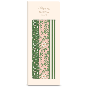 Pink green floral nail file set, ideal for elegant grooming.