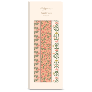 Coral cream ditsy nail file set, ideal for elegant self-care.