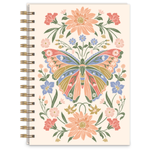 Butterfly-themed spiral journal, perfect for jotting down thoughts and plans.