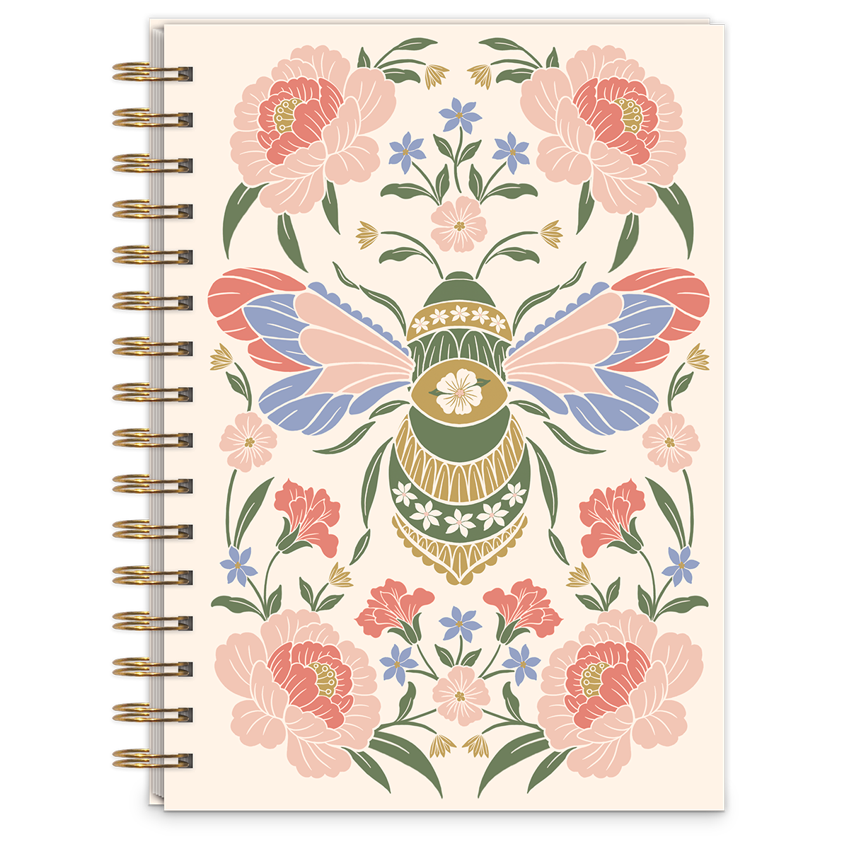 Bee-themed spiral journal, great for capturing ideas and dreams.