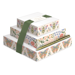 Mixed print tower of notes, perfect for jotting down ideas and plans.
