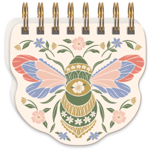 Bee-themed spiral notepad, ideal for capturing thoughts and reminders.
