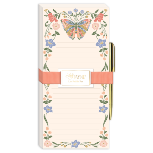 Butterfly-themed magnetic list pad, perfect for keeping tasks organized.