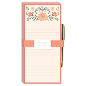Chrysanthemum-themed magnetic list pad, perfect for keeping notes handy.