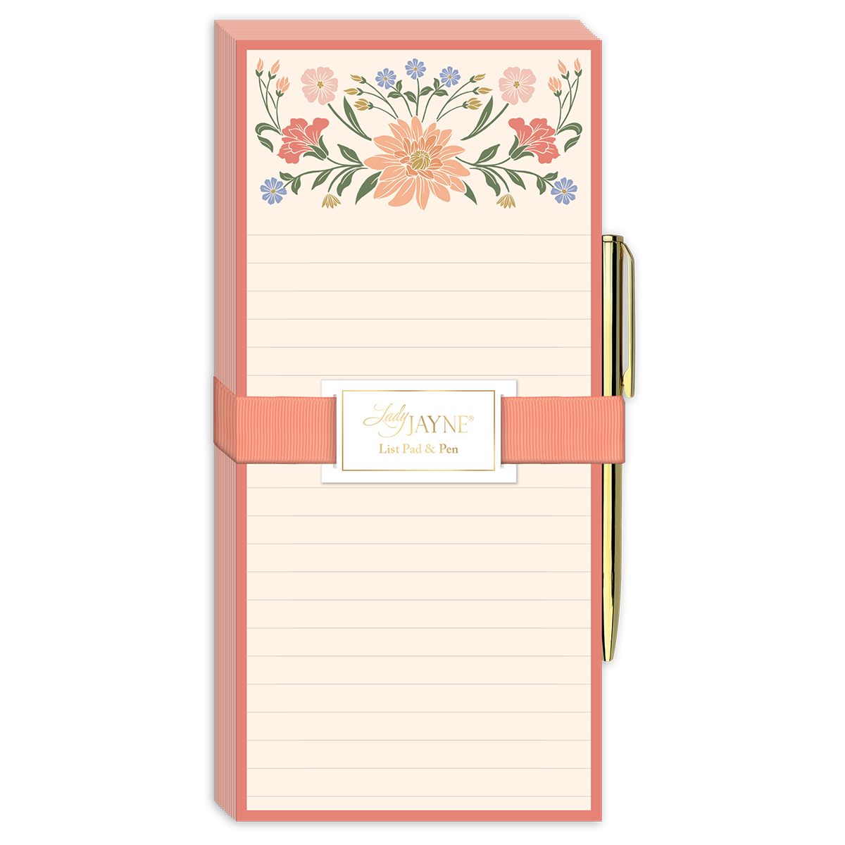 Chrysanthemum-themed magnetic list pad, perfect for keeping notes handy.