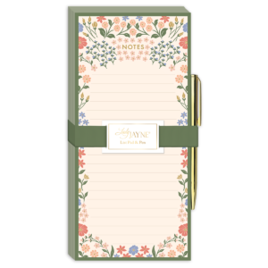 Ditsy-themed magnetic list pad, great for organizing tasks.