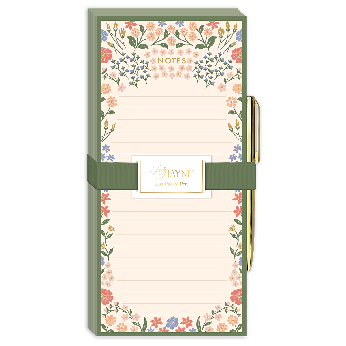 Ditsy-themed magnetic list pad, great for organizing tasks.